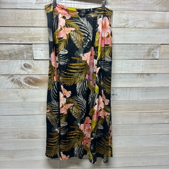 Favorite Daughter Maxi Skirt Womens 16 Button Front Silk Blend Black Floral - Picture 4 of 9